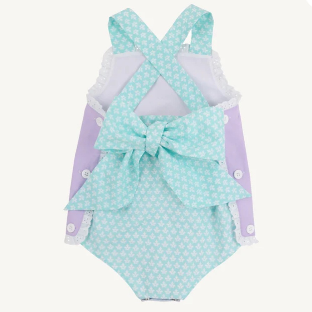 Beaufort Bonnet Company Sisi Sunsuit Lauderdale Lavendar with Dunmore Doo-Dad 3T